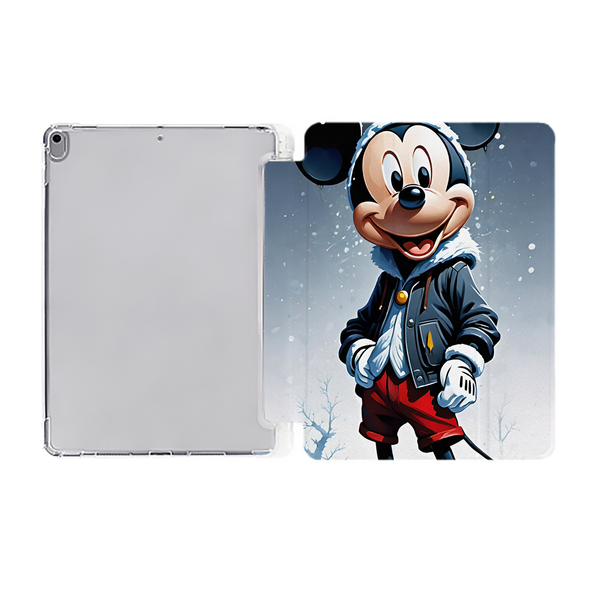 （画像用） ミッキーマウス Mickey Mouse IPad ケース ペン収納付き 三つ折りスタンド PUレザー×シリコン 対応機種9.5/10.5/10.9インチ